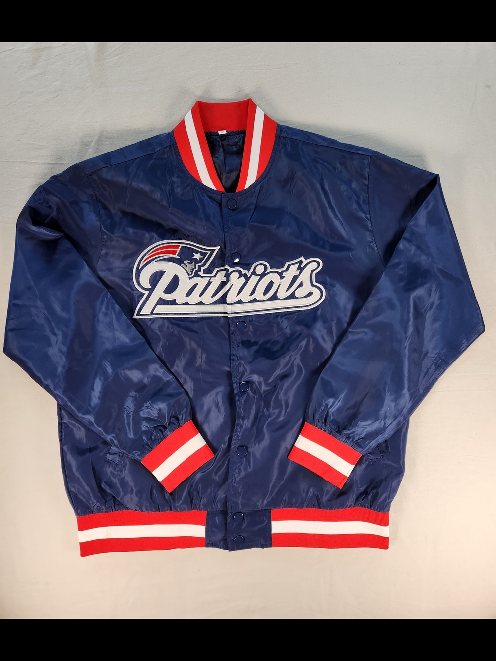 New England Patriots NFL Blue Snap-Front Jacket Mens Size M Football Fan Apparel